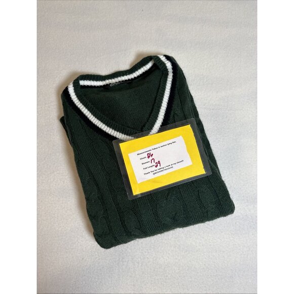 Bloomchic Lurex Cable Knit V Neck Pullover Dark Green Sweater Size 14/16 - Picture 7 of 7